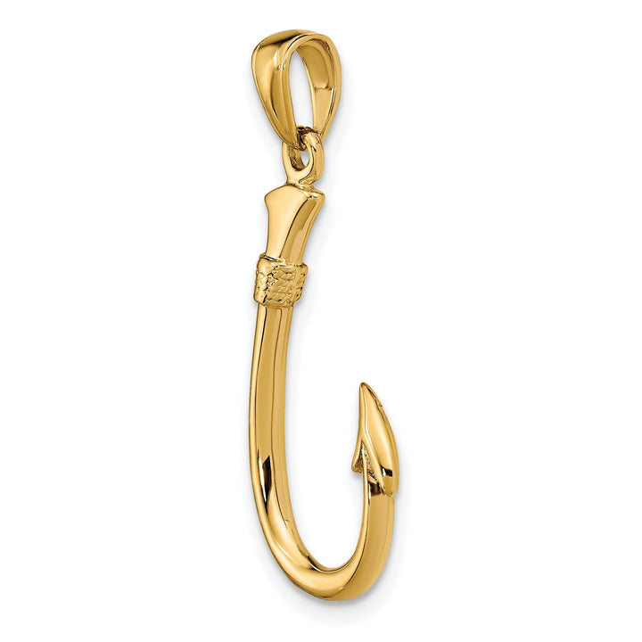 14k Yellow Gold 3-D Fishing Hook Pendant