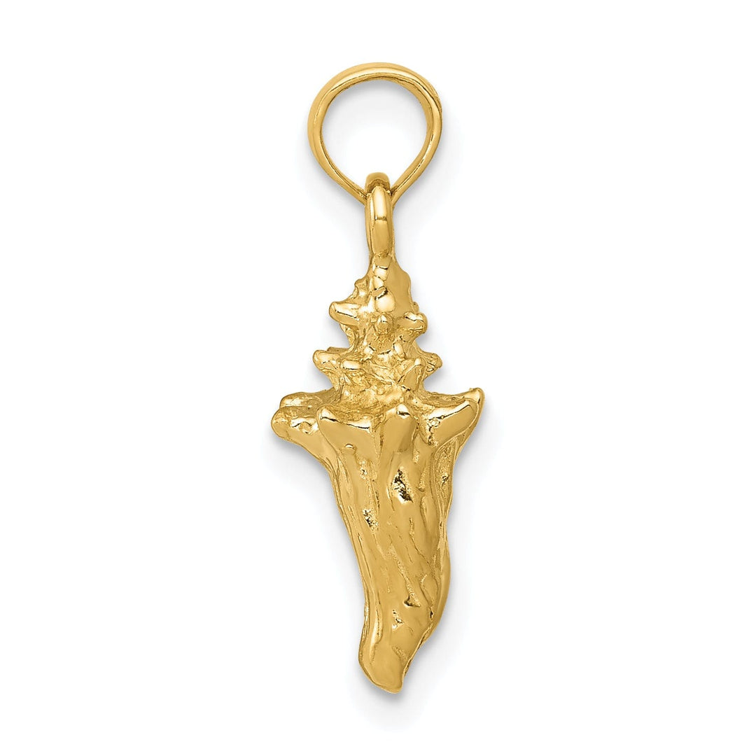 14k Yellow Gold Polished Finish 3-Dimensional Soild Men's Conch Shell Charm Pendant