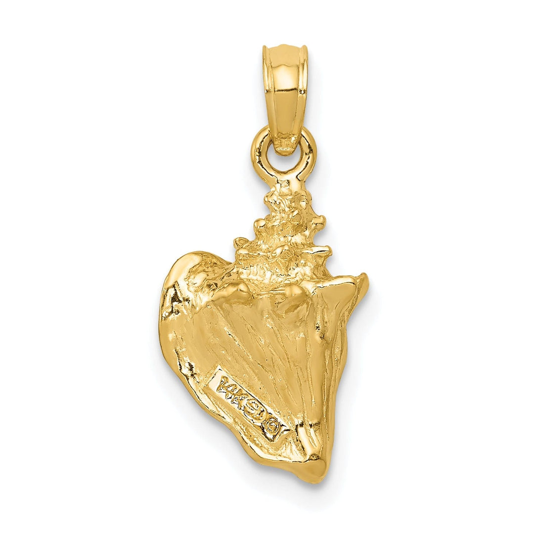 14k Yellow Gold Polished Finish 3-Dimensional Soild Men's Conch Shell Charm Pendant