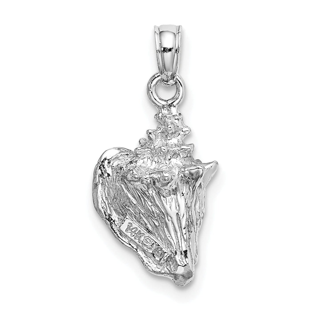 14k White Gold Polished Finish 3-Dimensional Soild Men's Conch Shell Charm Pendant