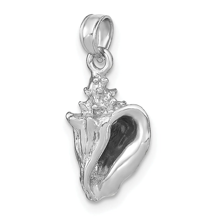 14k White Gold Polished Finish 3-Dimensional Soild Men's Conch Shell Charm Pendant