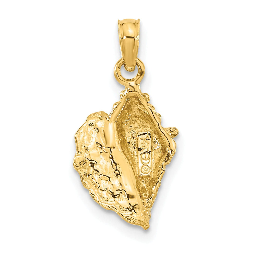 14k Yellow Gold Solid Textured Polished Finish Mens Conch Shell Charm Pendant