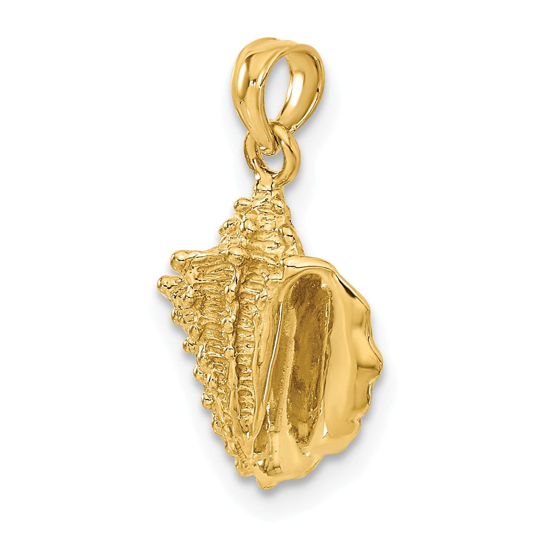 14k Yellow Gold Solid Textured Polished Finish Mens Conch Shell Charm Pendant
