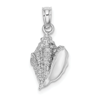14k White Gold Solid Textured Polished Finish Mens Conch Shell Charm Pendant at $ 138.65 only from Jewelryshopping.com