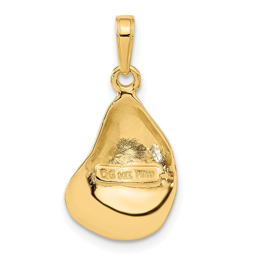 14k Yellow Gold Polished Finish Solid Oyster Shell Charm Pendant
