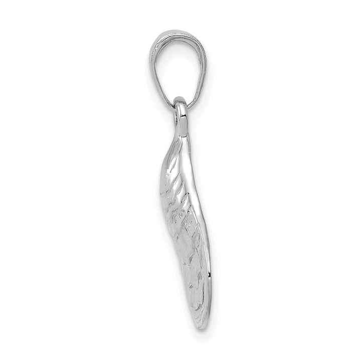 14k White Gold Polished Finish Solid Oyster Shell Charm Pendant