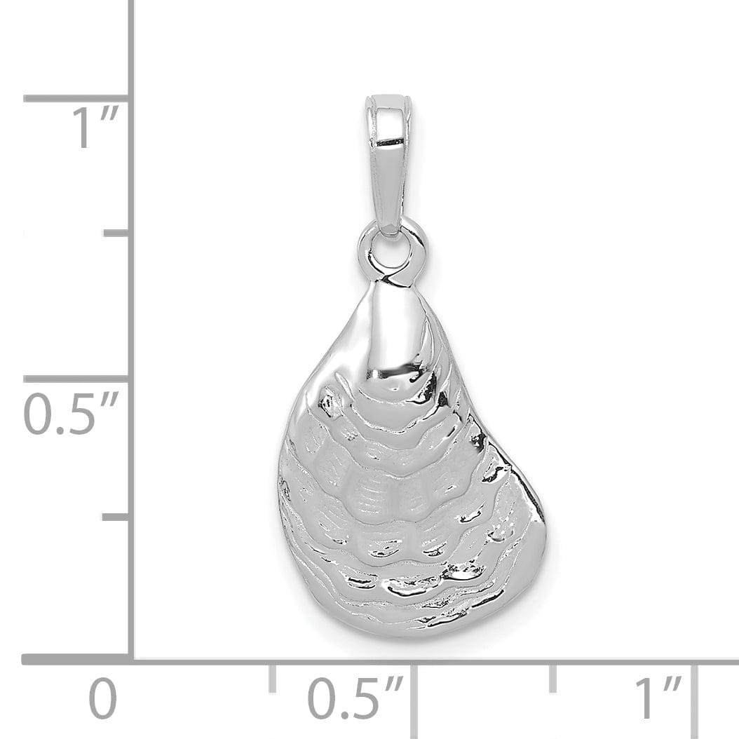 14k White Gold Polished Finish Solid Oyster Shell Charm Pendant