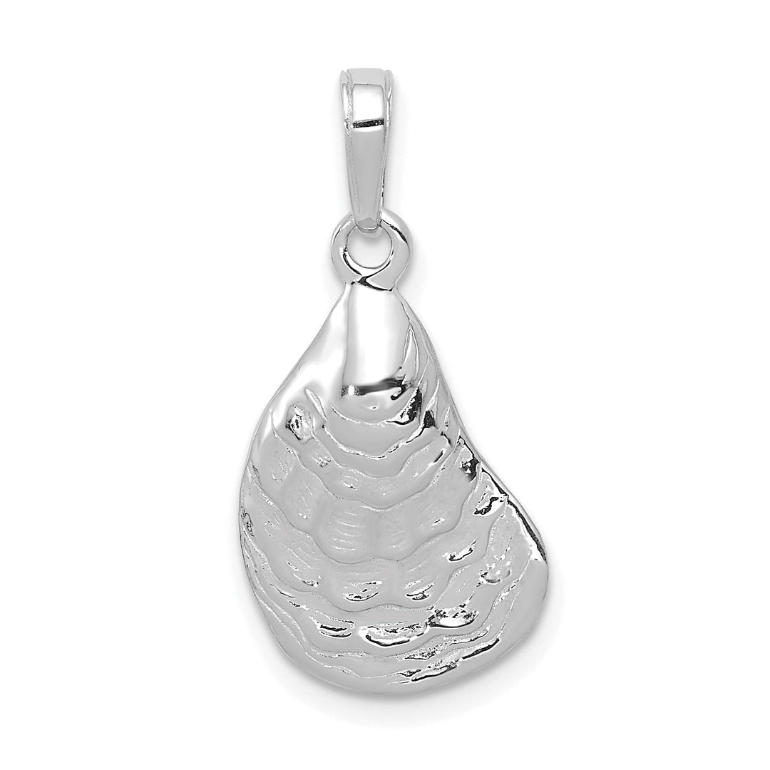 14k White Gold Polished Finish Solid Oyster Shell Charm Pendant