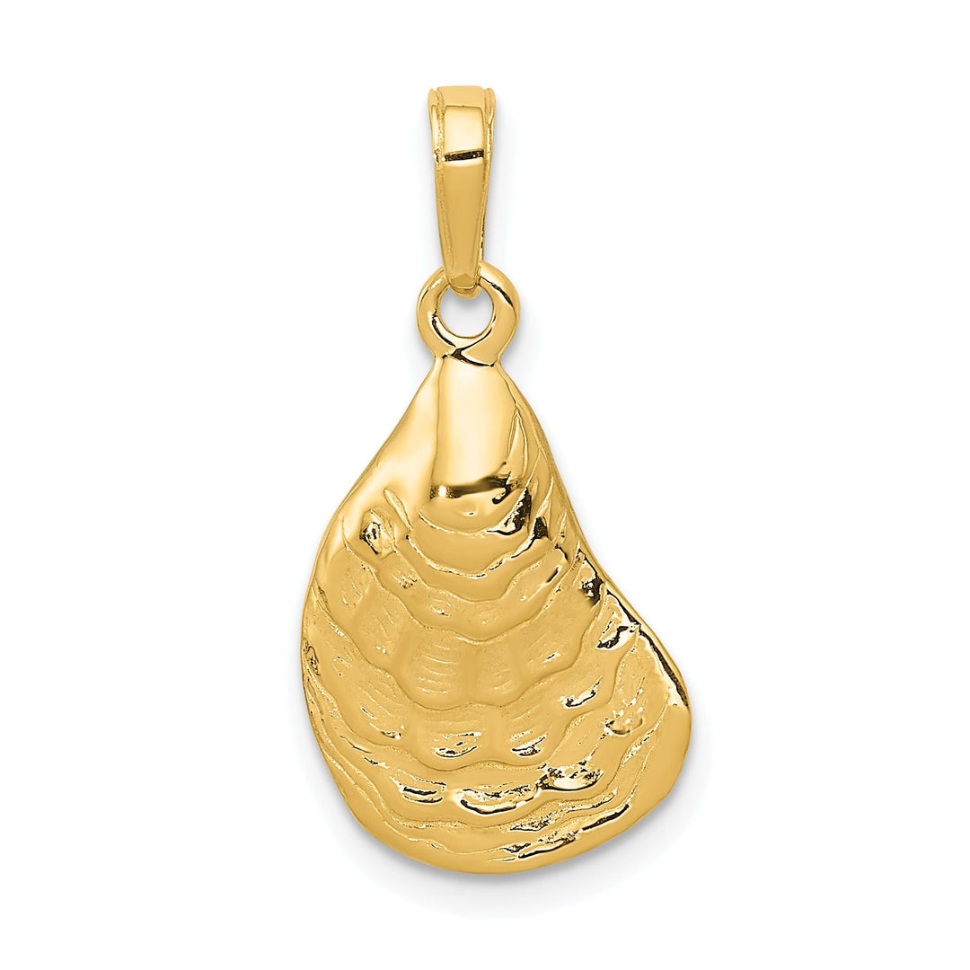 14k Yellow Gold Polished Finish Solid Oyster Shell Charm Pendant