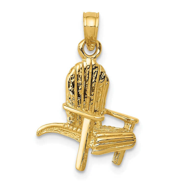 14K Yellow Gold Solid Polished Finish 3-Dimensional Adirondack Beach Chair Charm Pendant