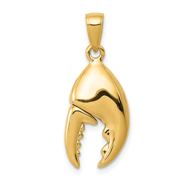 14K Yellow Gold Polished Finish 3-Dimensional Moveable Stone Crab Claw Charm Pendant