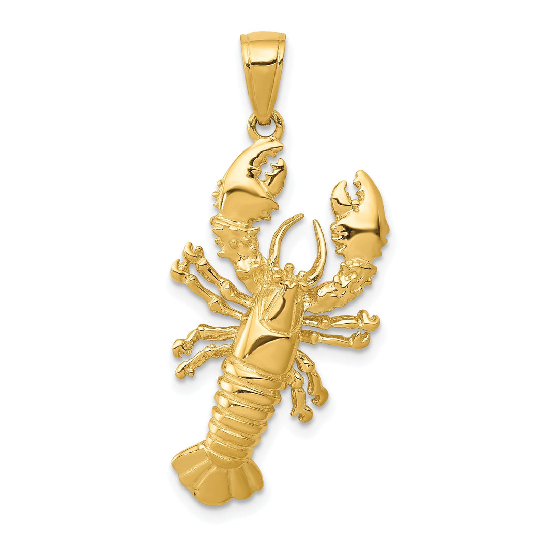 14k Yellow Gold Polished Solid Finish Maine Lobster Charm Pendant