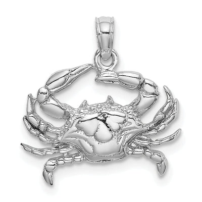 14k White Gold Solid Polished Finish Blue Claw Crab Charm Pendant at $ 163.12 only from Jewelryshopping.com