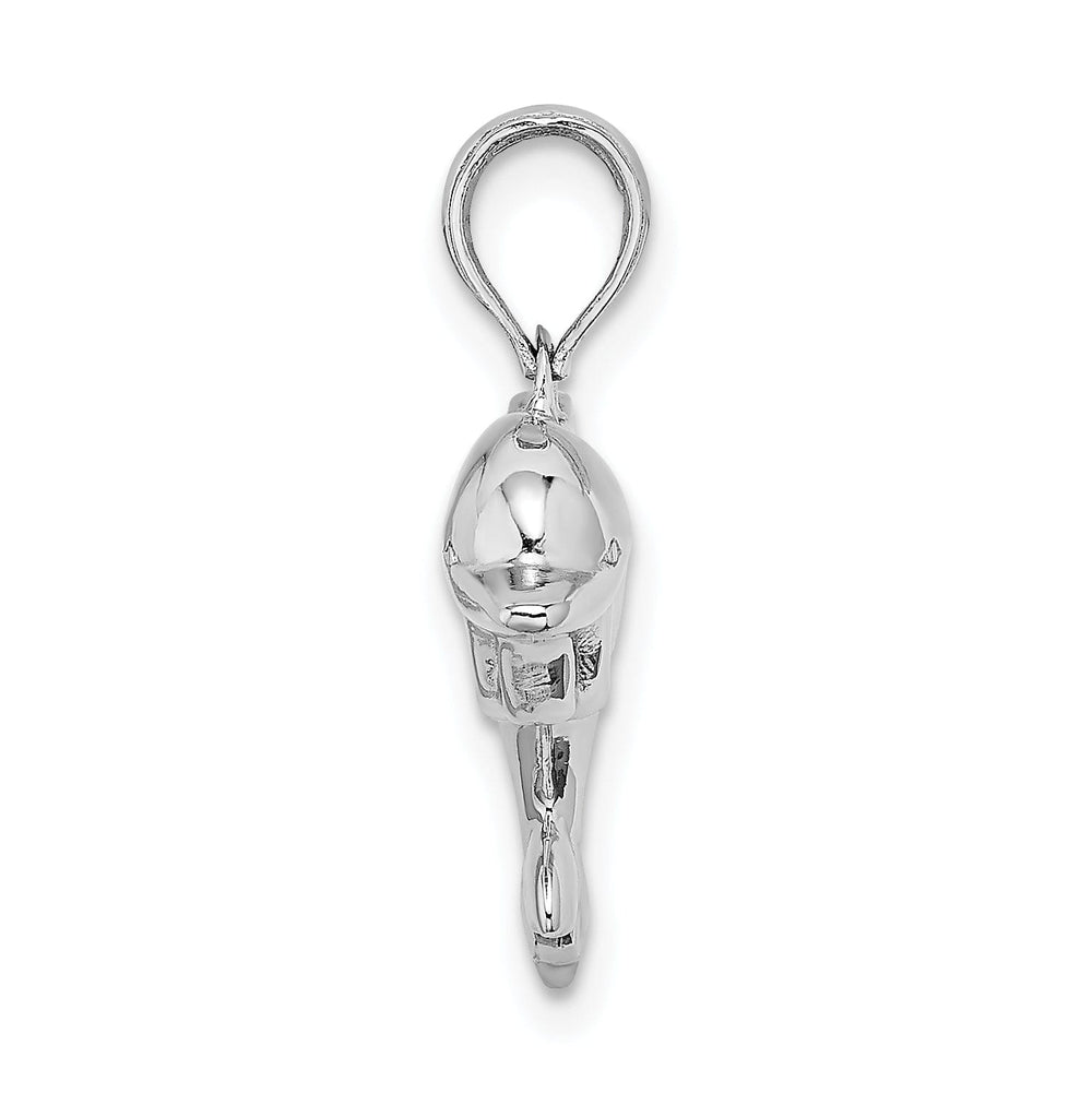 14k White Gold Hollow 3-Dimensional Polished Finish Dolphin Charm Pendant