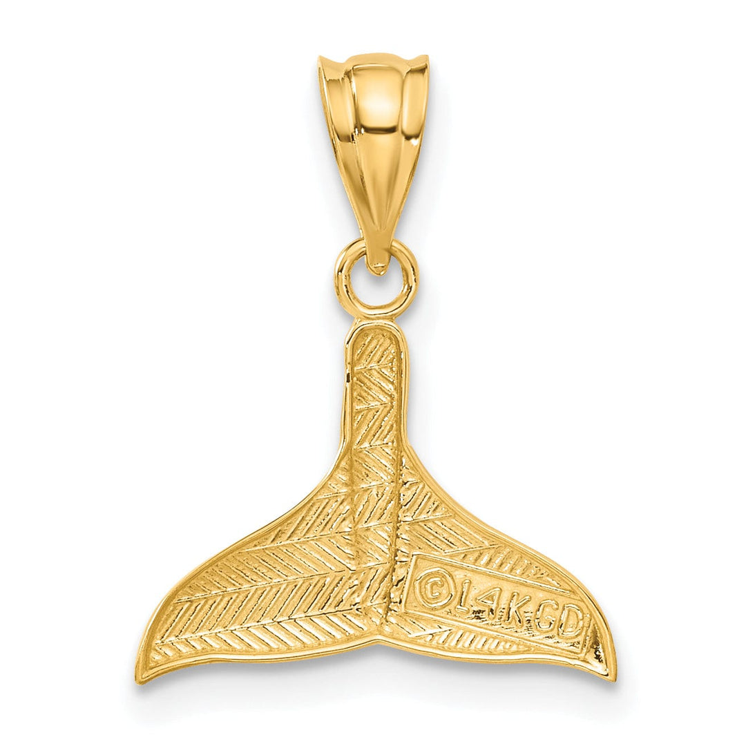 14k Yellow Gold Solid Polished Finish Open-Backed Whale Tail Charm Pendant