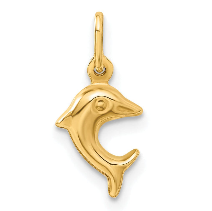14k Yellow Gold Themed Solid Polished Finish Dolphin Charm Pendant