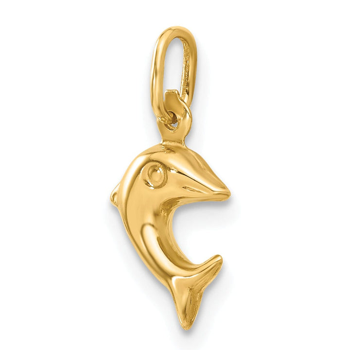 14k Yellow Gold Themed Solid Polished Finish Dolphin Charm Pendant