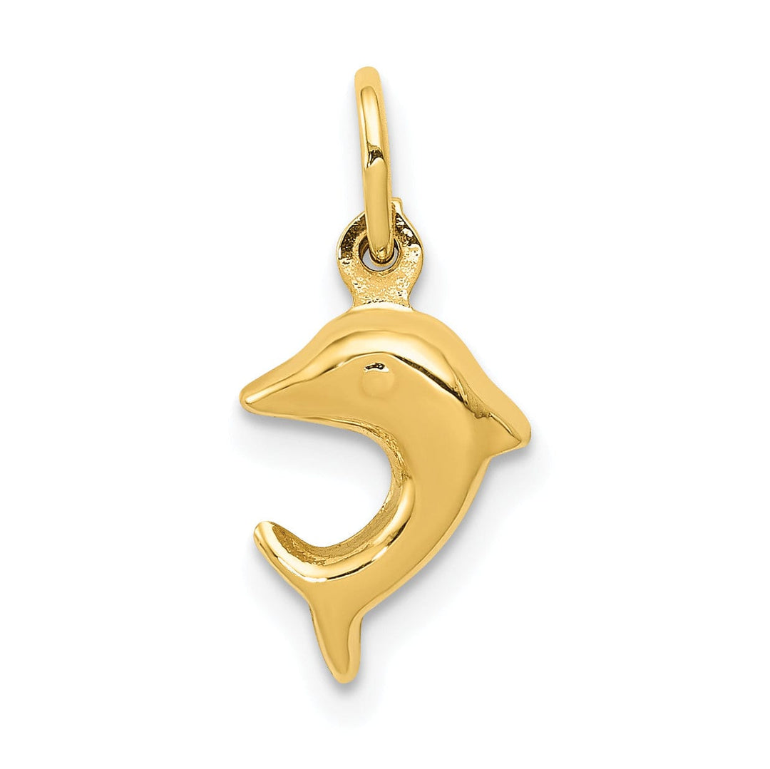 14k Yellow Gold Themed Solid Polished Finish Dolphin Charm Pendant