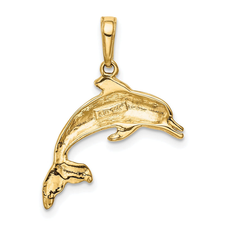 14k Yellow Gold Polished Finish Solid Dolphin Charm Pendant