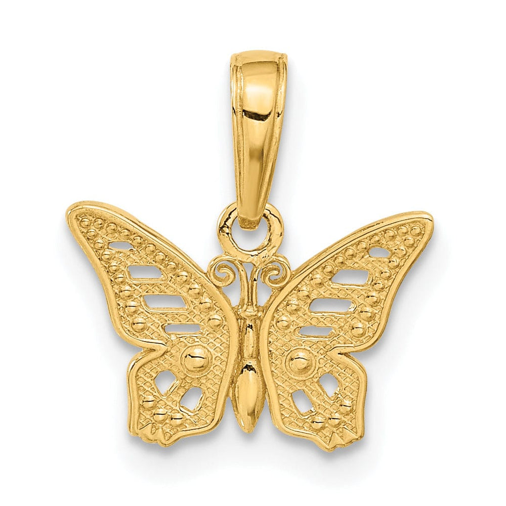 14k Yellow Gold Solid Open Back Casted Polished Finish Cut-Out Butterfly Charm Pendant