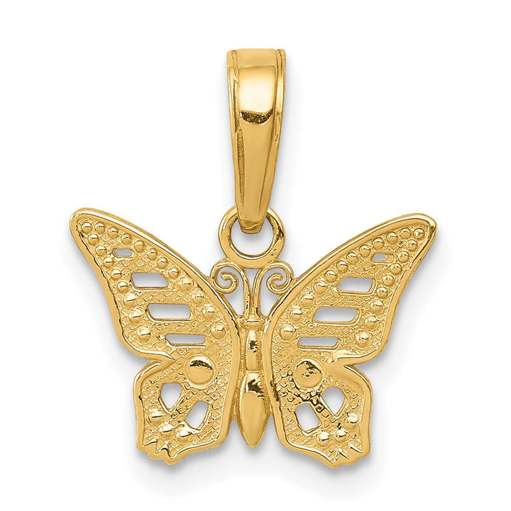 14k Yellow Gold Solid Open Back Casted Polished Finish Cut-Out Butterfly Charm Pendant