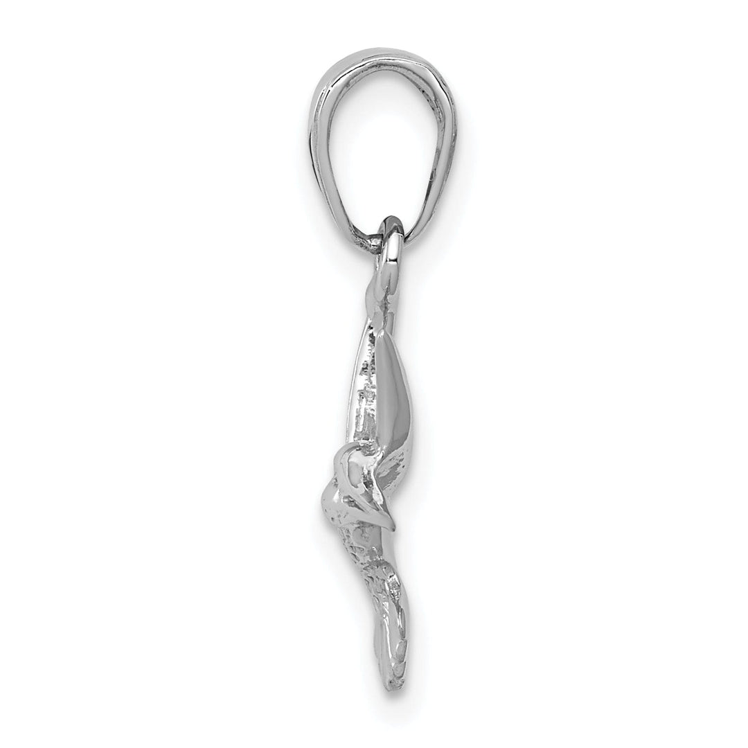 14k White Gold Open Back Solid Polished Finish Flying Hummingbird Charm Pendant
