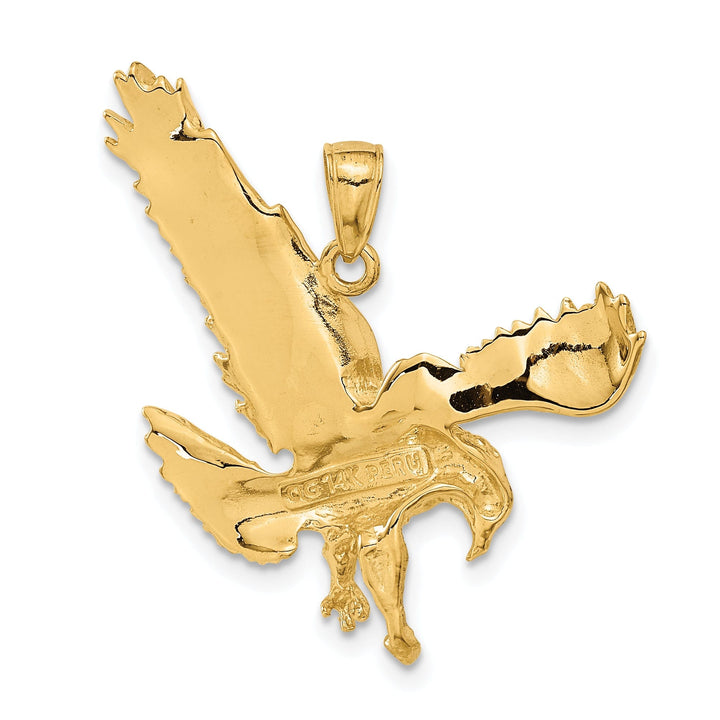 14k Yellow Gold Solid Polished Finish Eagle Landing Men's Pendant