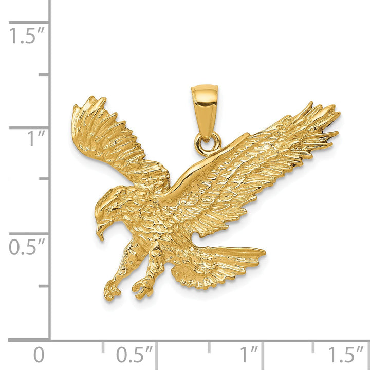 14k Yellow Gold Solid Polished Finish Eagle Landing Men's Pendant