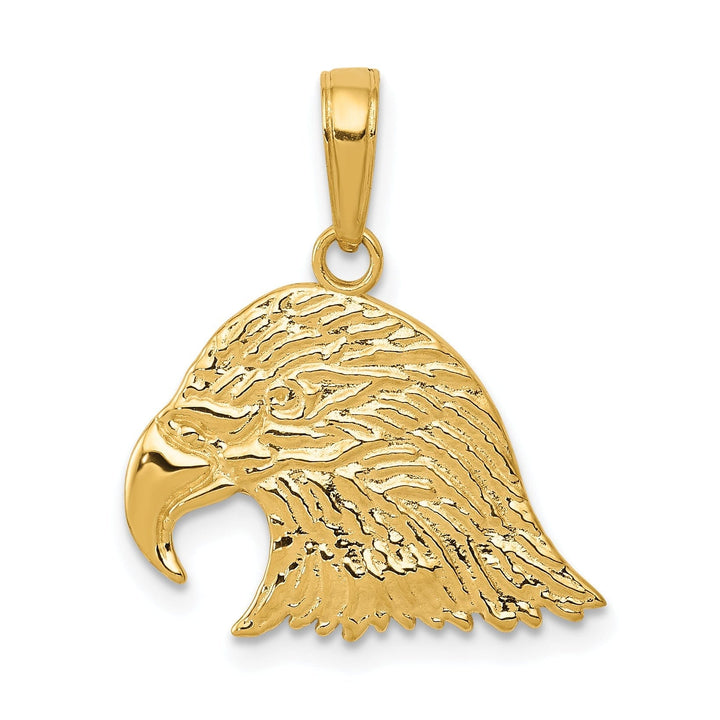 14k Yellow Gold Solid Polished Finish Eagle Head Men's Pendant