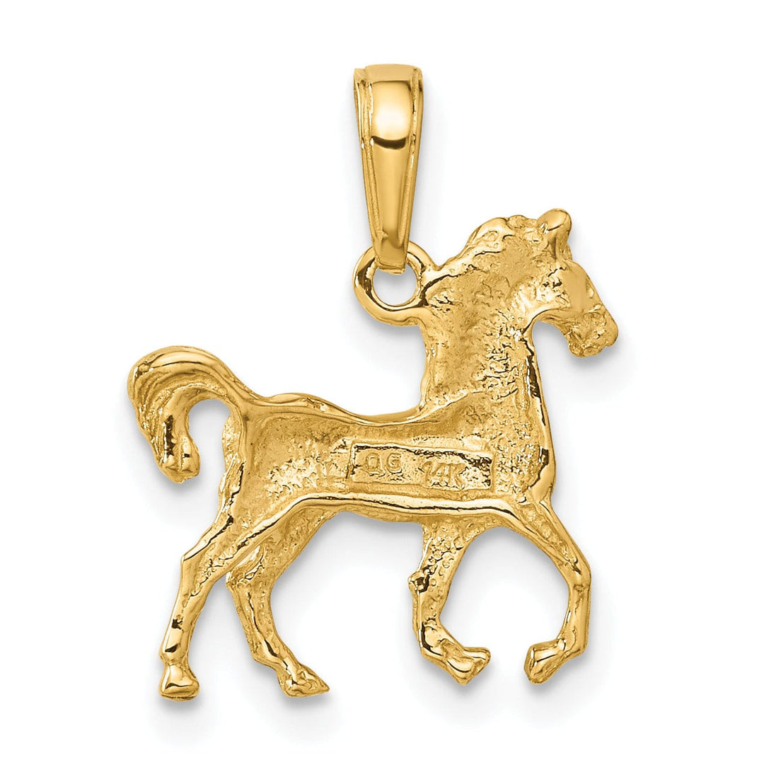 14k Yellow Gold Solid Polished Finish Horse Standing Mens Charm Pendant