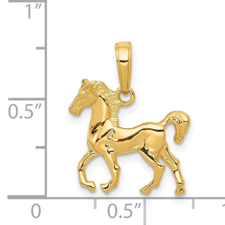 14k Yellow Gold Solid Polished Finish Horse Standing Mens Charm Pendant