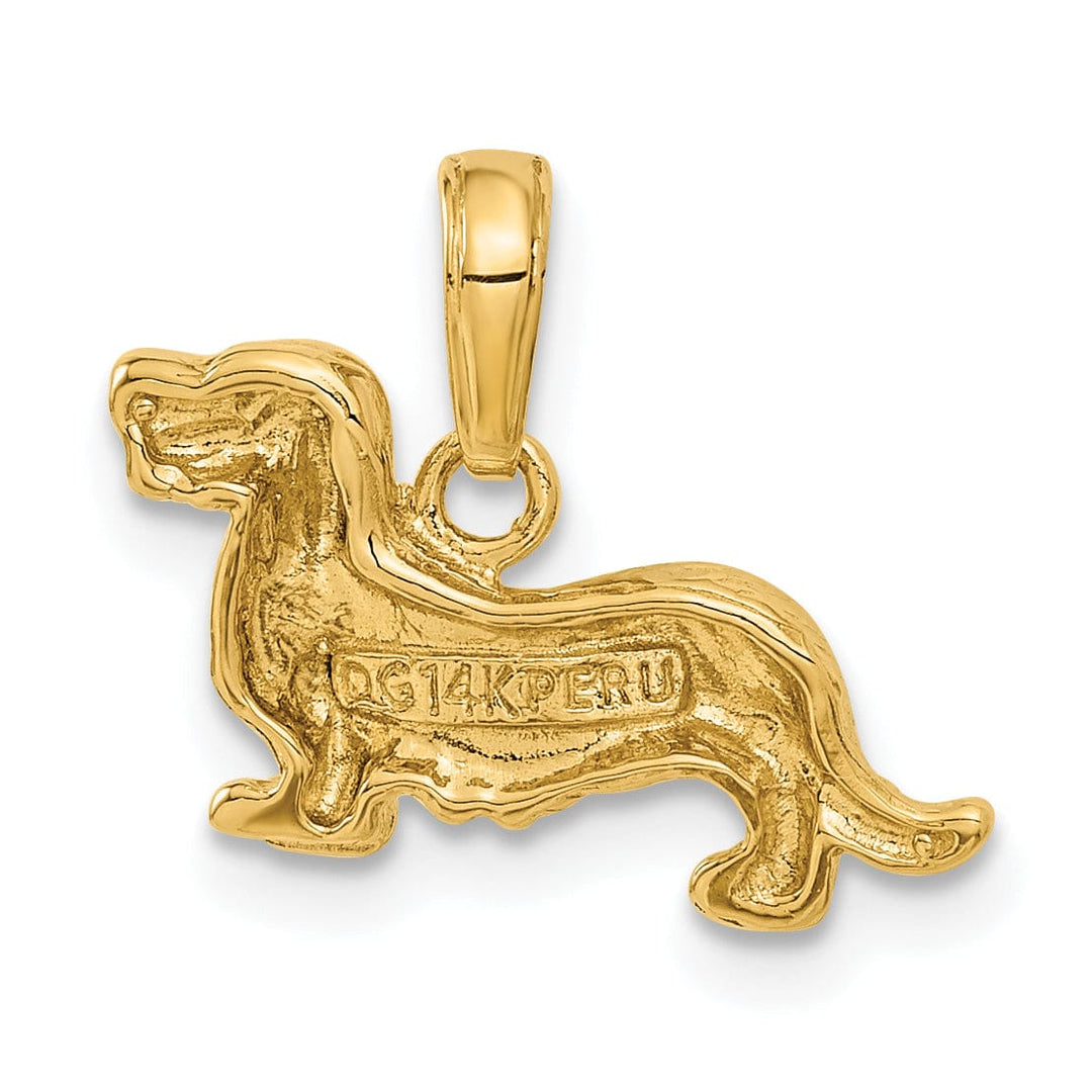 14K Yellow Gold Solid Brushed Diamond Cut Bill Dog Face Charm Pendant