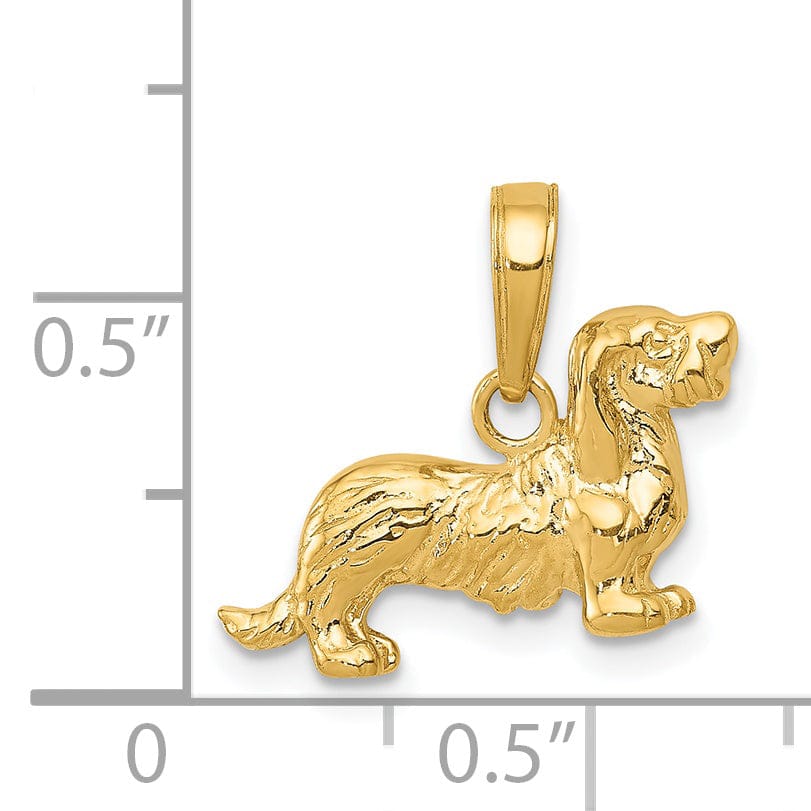 14K Yellow Gold Solid Brushed Diamond Cut Bill Dog Face Charm Pendant