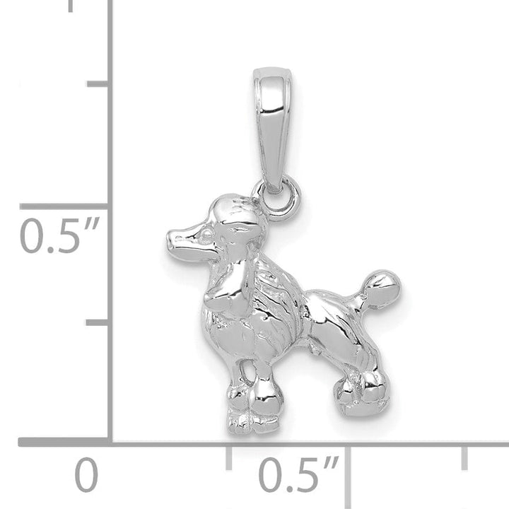 14k White Gold Open Back Solid Textured Polished Finish Poodle Dog Charm Pendant