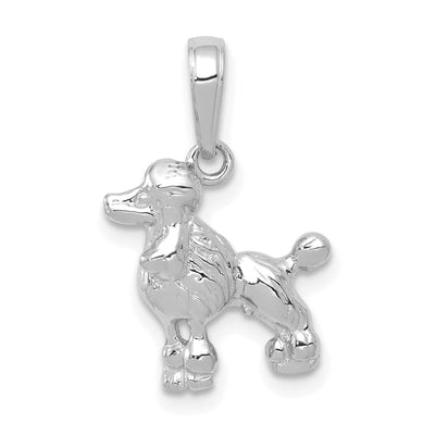 14k White Gold Open Back Solid Textured Polished Finish Poodle Dog Charm Pendant at $ 128.18 only from Jewelryshopping.com