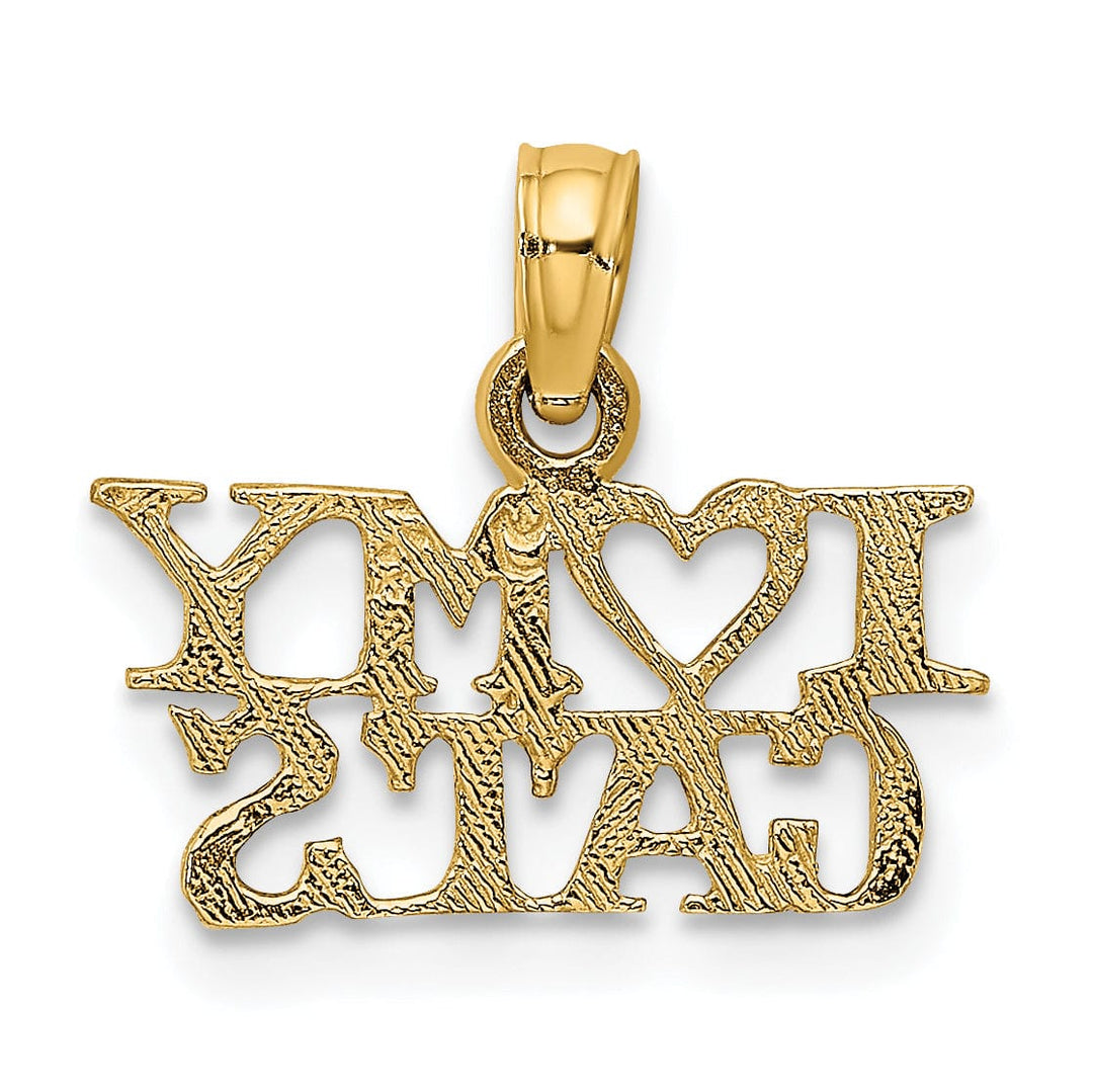 14k Yellow Gold Polished Finish I HEART MY CATS Talking Charm Pendant