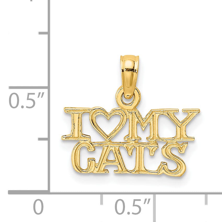 14k Yellow Gold Polished Finish I HEART MY CATS Talking Charm Pendant