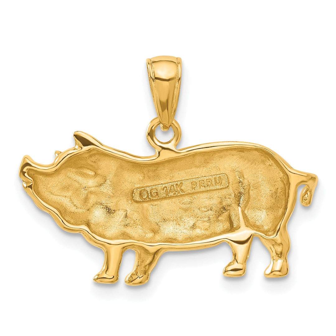 14k Yellow Gold Solid Polished Finish Pot Belly Pig Charm Pendant