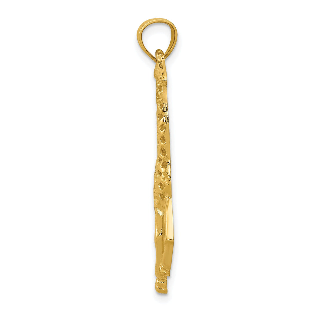 14k Yellow Gold Solid Polished Finish Giraffe Cut Out Design Charm Pendant