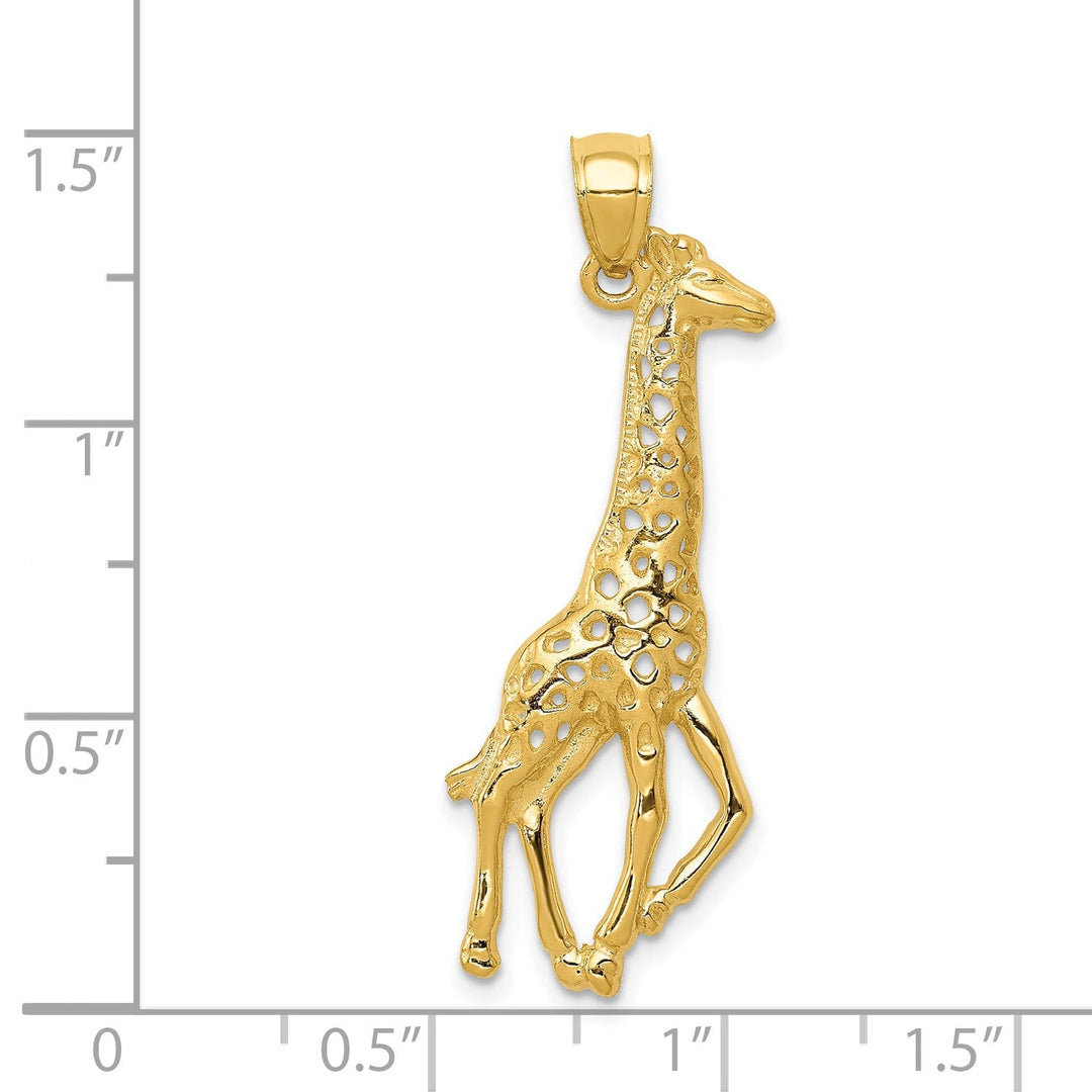 14k Yellow Gold Solid Polished Finish Giraffe Cut Out Design Charm Pendant