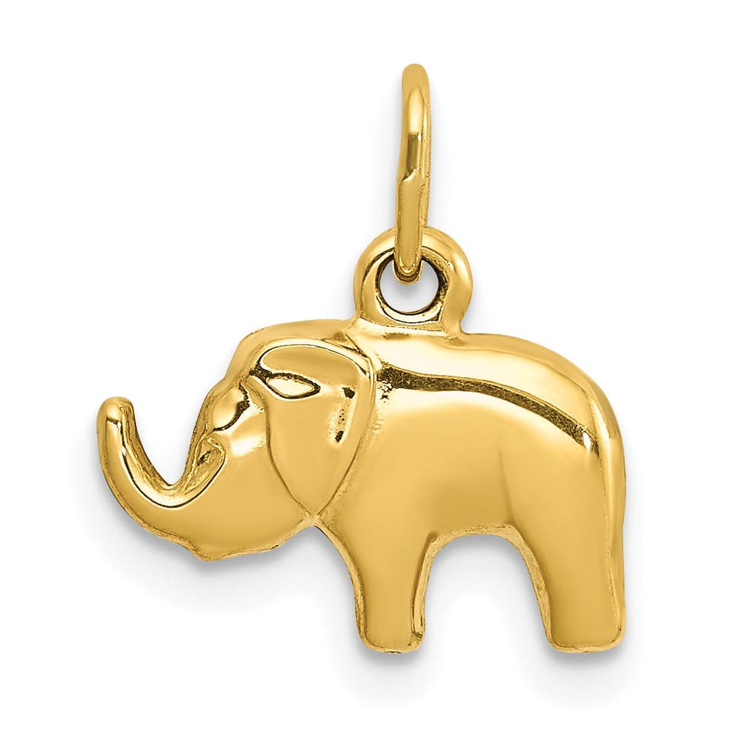 14k Yellow Gold Solid Polished Finish Elephant Charm Pendant