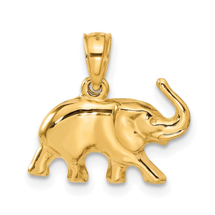 14k Yellow Gold Polished Finish 3-Dimensional Elephant Charm Pendant