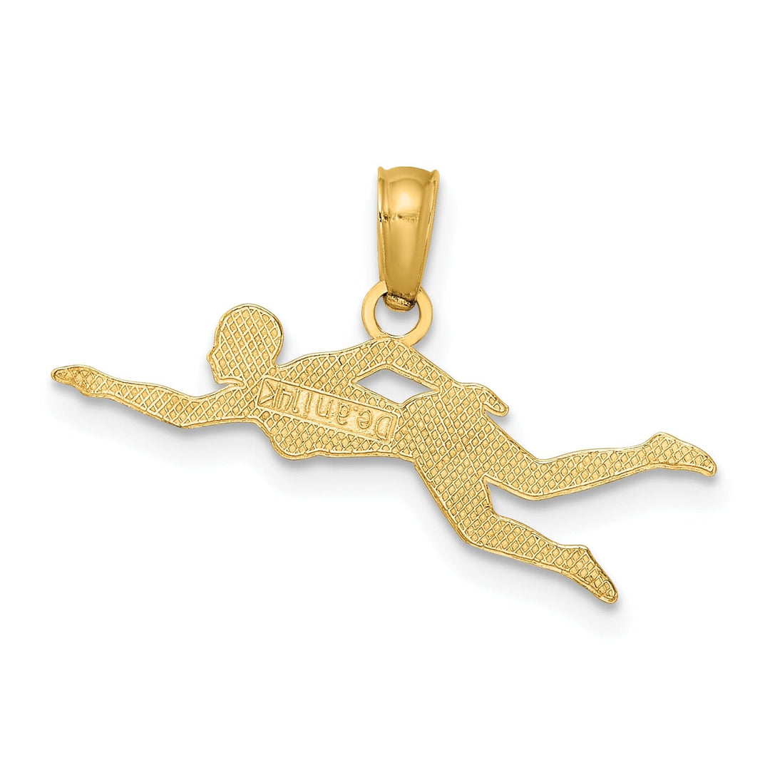 14K Yellow Gold Polished Female Swimmer Charm Pendant