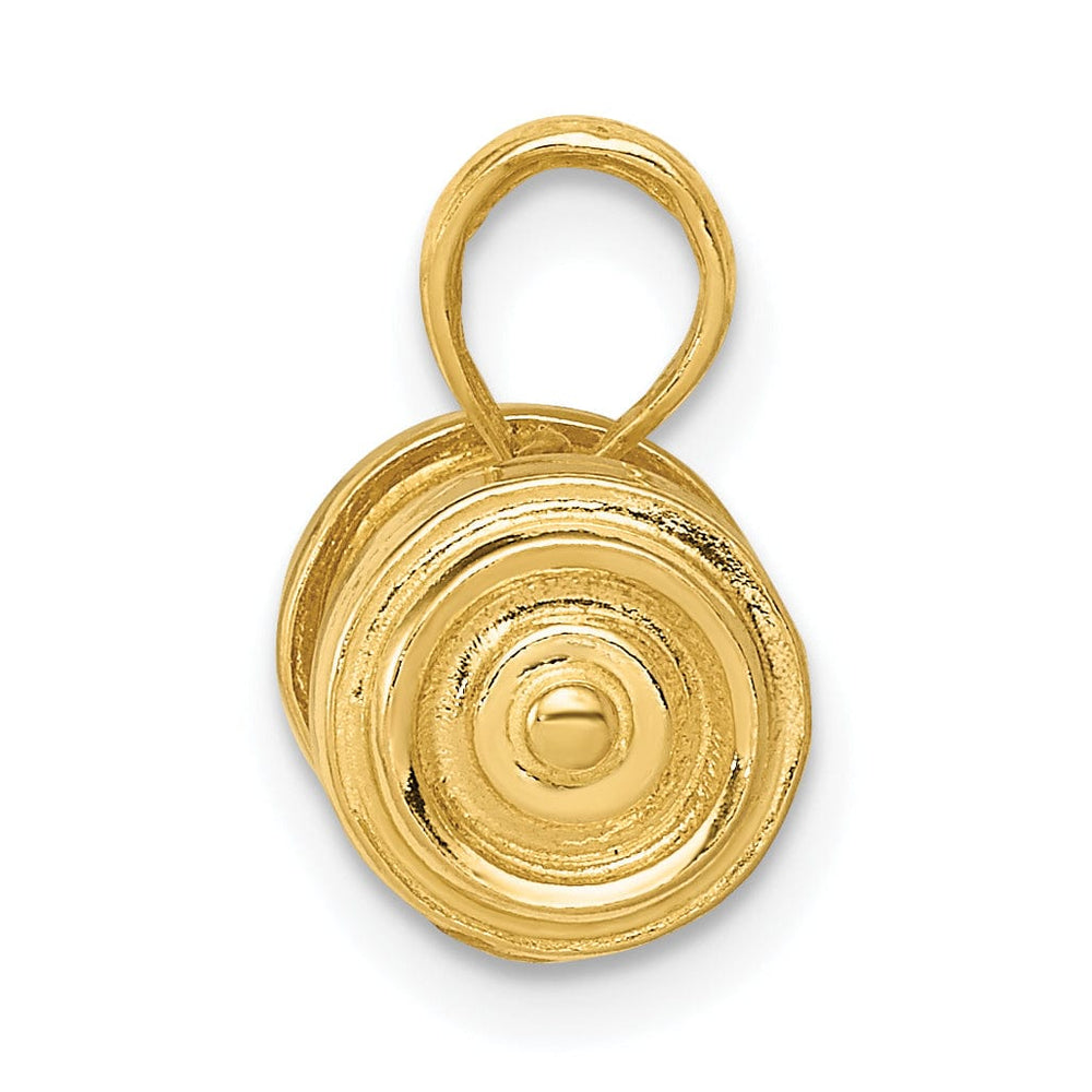 Solid 14k Yellow Gold Single 3-D Barbell Charm Pendant