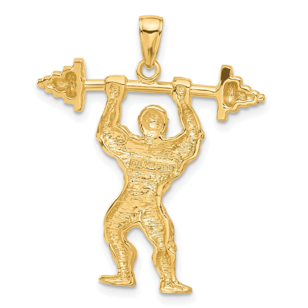 14k Yellow Gold Bodybuilder Weights Pendant