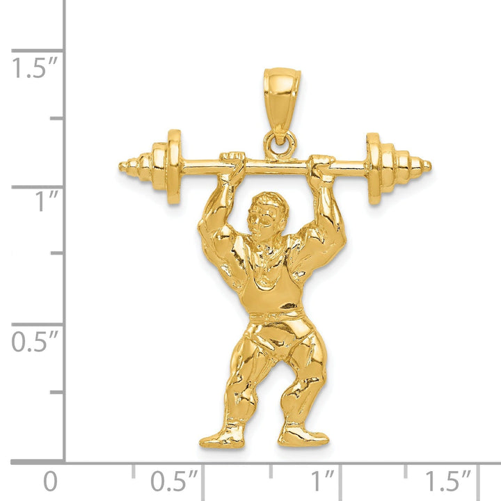 14k Yellow Gold Bodybuilder Weights Pendant