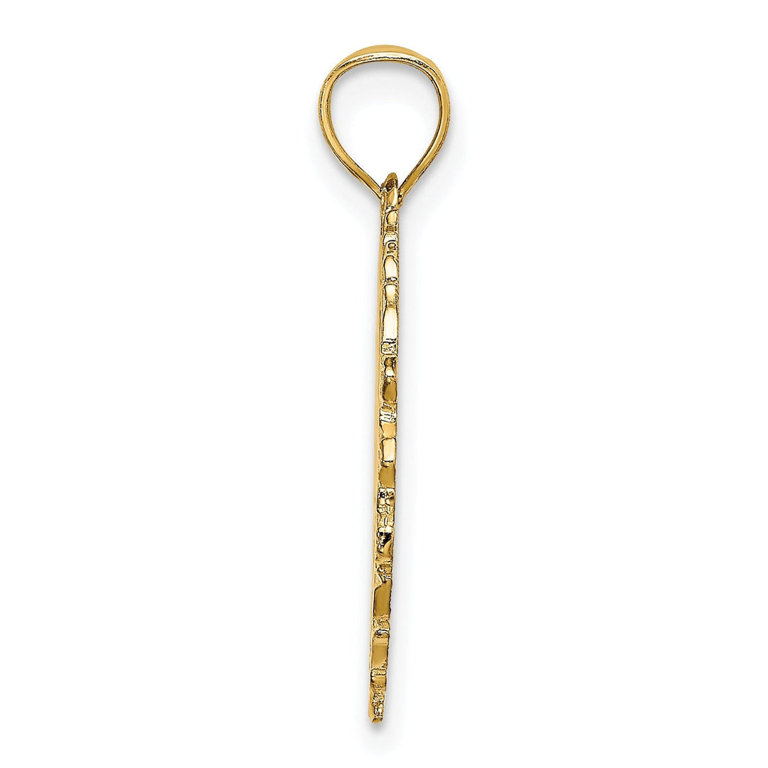 14K Yellow Gold Polished Dart Board and Darts Charm Pendant