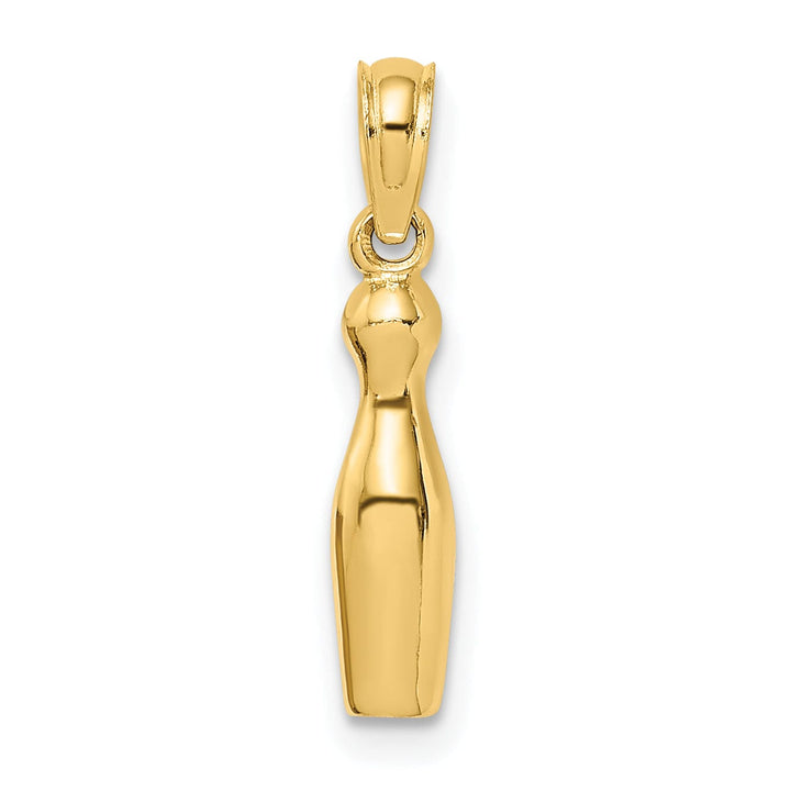 14K Yellow Gold Polished 3-D Bowling Pin Charm Pendant