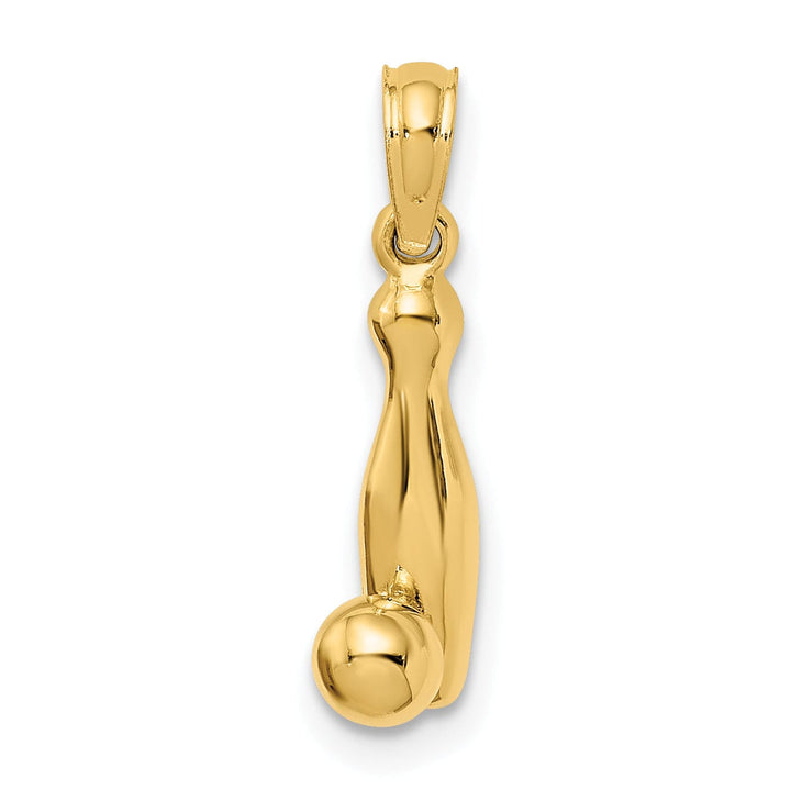 14K Yellow Gold Polished 3-D Bowling Pin and Ball Charm Pendant