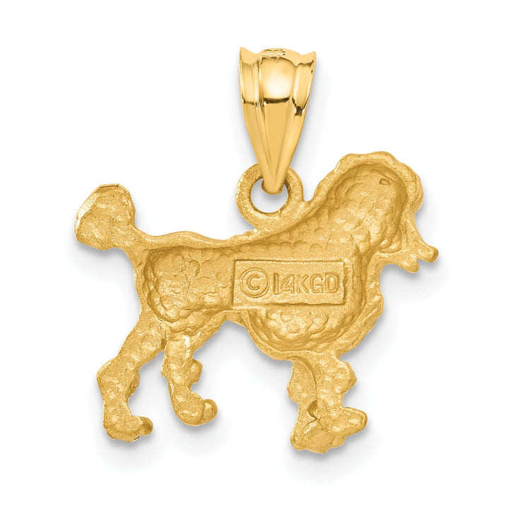 14k Yellow Gold Open Back Solid Brushed Diamond Cut Polished Finish Poodle Dog Charm Pendant